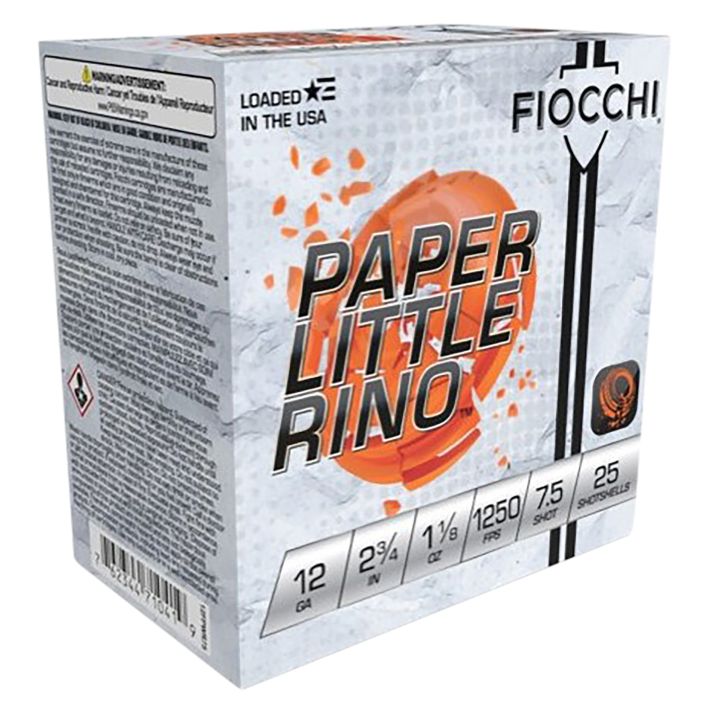 Fiocchi 12FPWR75 Paper Little Rino Extrema 12Gauge 2.75" 1 1/8oz 7.5Shot 25 Per Box/10 Case
