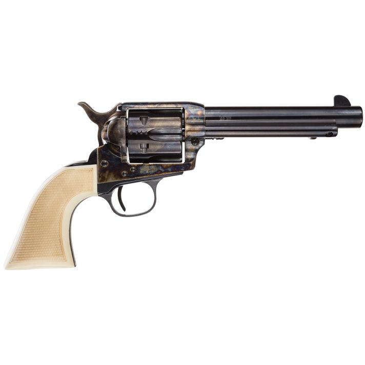 Taylors & Company 555127 Marshal45 Colt (LC) Caliber with 5.50" Blued Finish Barrel, 6rd Capacity Blued Finish Cylinder, Color Case Hardened Finish Steel Frame & Checkered White Grip