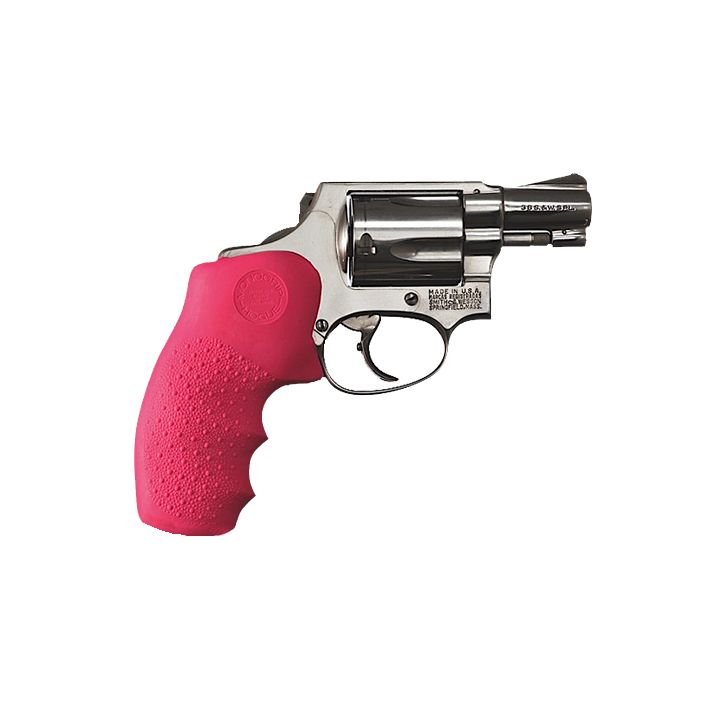 Hogue 60007 OverMolded Monogrip Cobblestone Pink Rubber with Finger Grooves for S&W J Frame with Round Butt