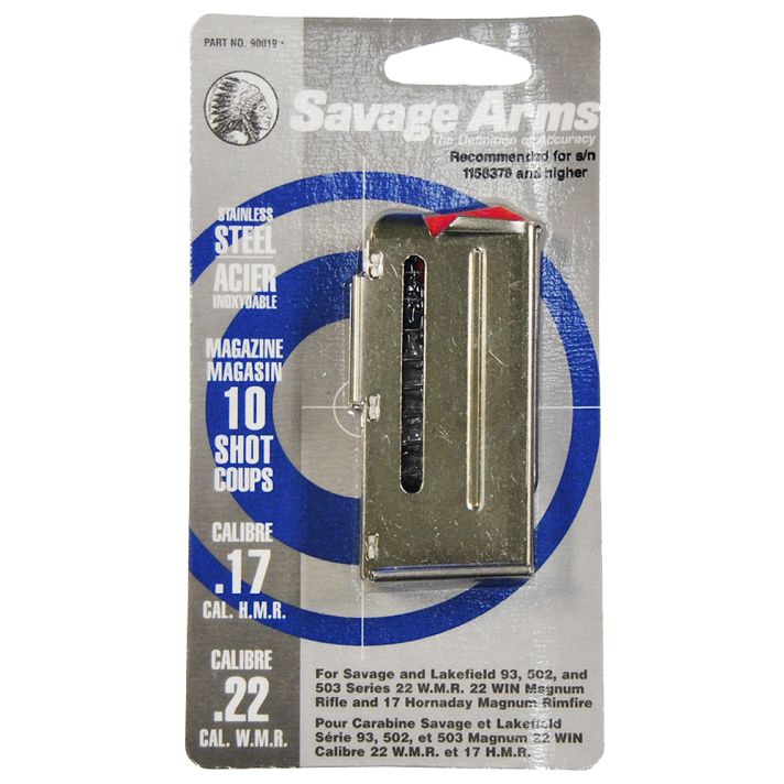 Savage Arms 90019 93 Series10rd 17 HMR/22 WMR Stainless Steel