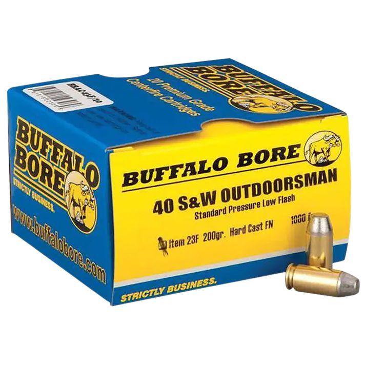 Buffalo Bore Ammunition 23F20 Outdoorsman Strictly Business 40S&W 200gr Hard Cast Flat Nose 20 Per Box/12 Case