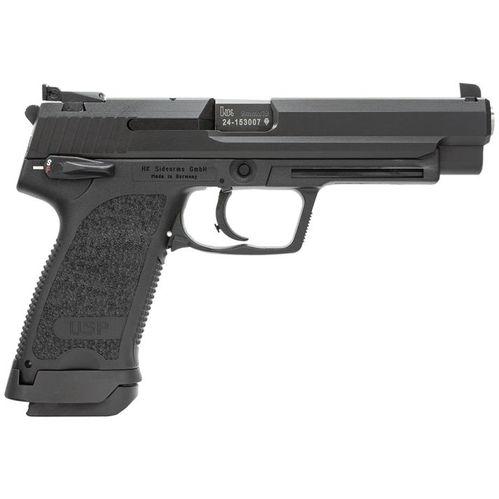 HK 81000363 USP Expert V1 9mm Luger 18+1, 5.19" Black Polygonal Rifled Barrel, Black Serrated Steel Slide, Black Polymer Frame, Black Polymer Grip Ambidextrous
