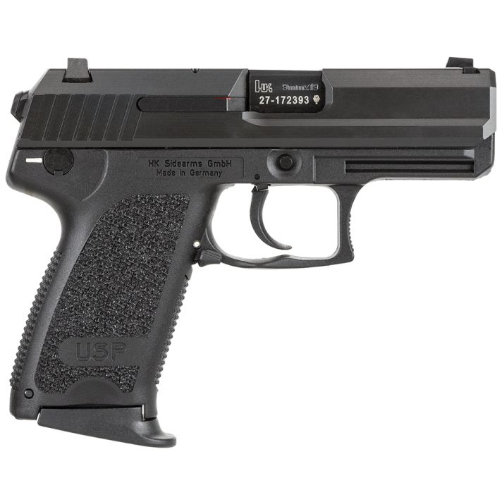 HK 81000333 USP V7 LEM Compact 9mm Luger 13+1 3.58" Black Polygonal Rifled Barrel, Black Serrated Slide, Black Polymer Frame, Black Polymer Grip, Ambidextrous