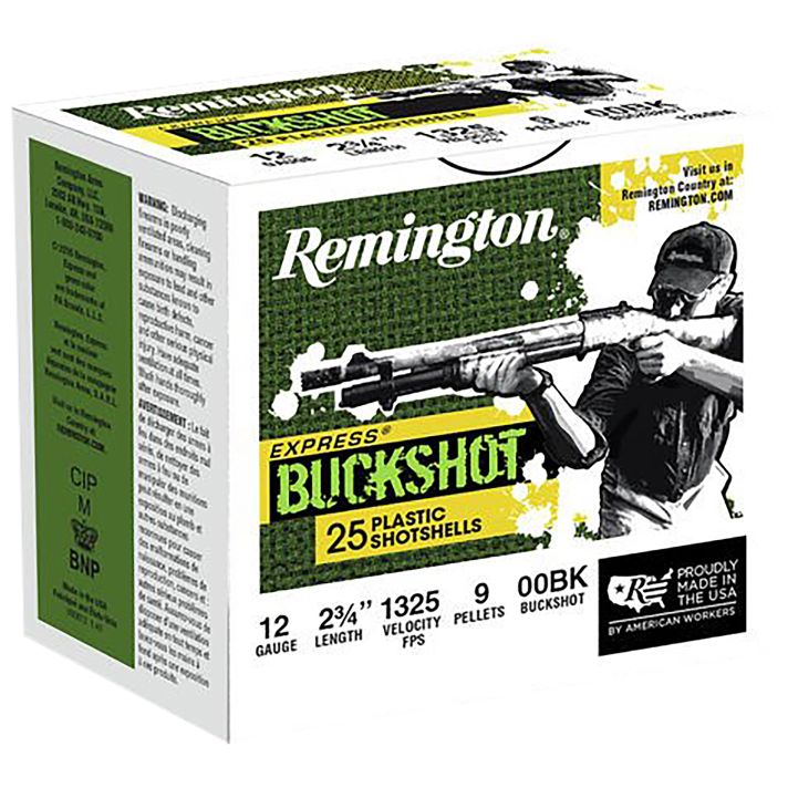 Remington Ammunition 20411 Express Buckshot 12Gauge 2.75" 00Buck Shot 25 Per Box/10 Case