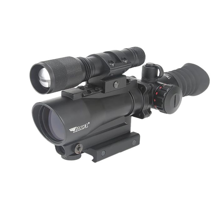 BSA TW30RDLL 30MMRed Dot with Laser and FlashlightMatte Black 1 x 30 mm 5 MOA Red Dot Reticle Red Laser White LED