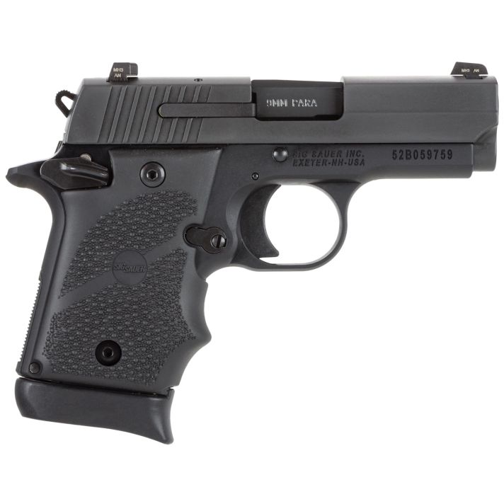 Sig Sauer 9389BRGAMBI P938 Micro-Compact BRG 9mm Luger 3" 7+1 Black Nitron Stainless Steel Black Hogue Rubber Grip