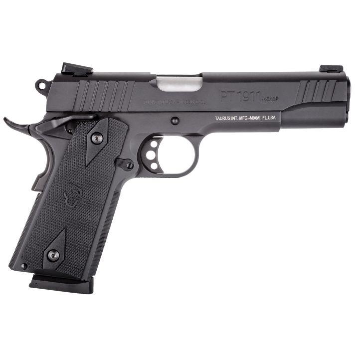 Taurus 1191101FS 1911Full Size 45 ACP 8+1 5" Matte Stainless Steel Barrel, Matte Black Serrated Steel Slide & Frame, Black Checkered Polymer Grip, Right Hand