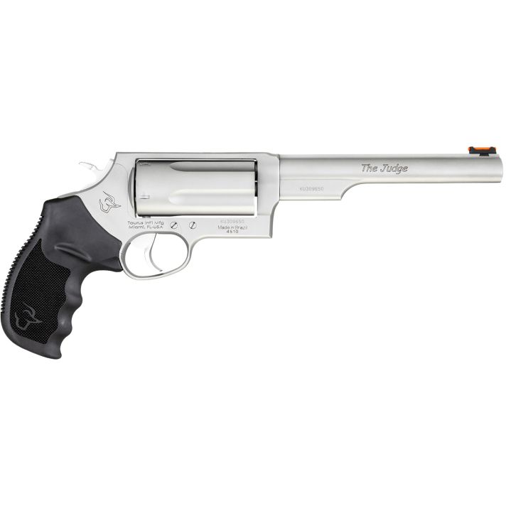 Taurus 2441069MAG Judge Magnum Compact Frame 45 Colt (Long Colt)/410 Gauge 5rd 6.50" Matte Stainless Steel Barrel, Cylinder & Frame, Black Ribber Grip, Transfer Bar Safety, Exposed Hammer
