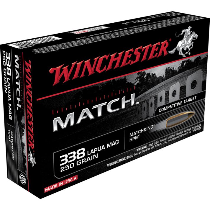 Winchester Ammo S338LM Match338LapuaMag 250gr Sierra MatchKing BTHP 20 Per Box/10 Case