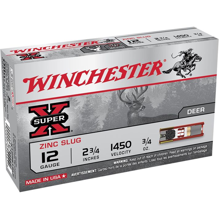 Winchester Ammo X12RS15LF Super X12Gauge 2.75" 3/4oz Zinc Slug Shot 5 Box/50 Case