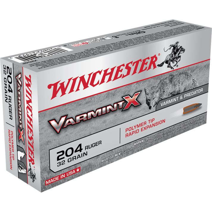 Winchester Ammo X204P Varmint X204Ruger 32gr Polymer Tip Rapid Expansion 20 Per Box/10 Case