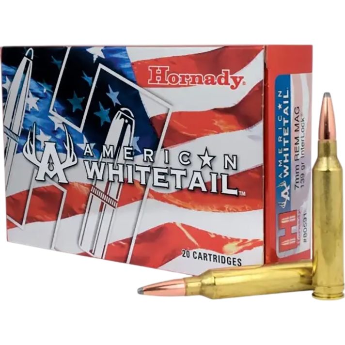 Hornady 80591 American Whitetail7mmRemMag 139gr InterLock Spire Point 20 Per Box/10 Case