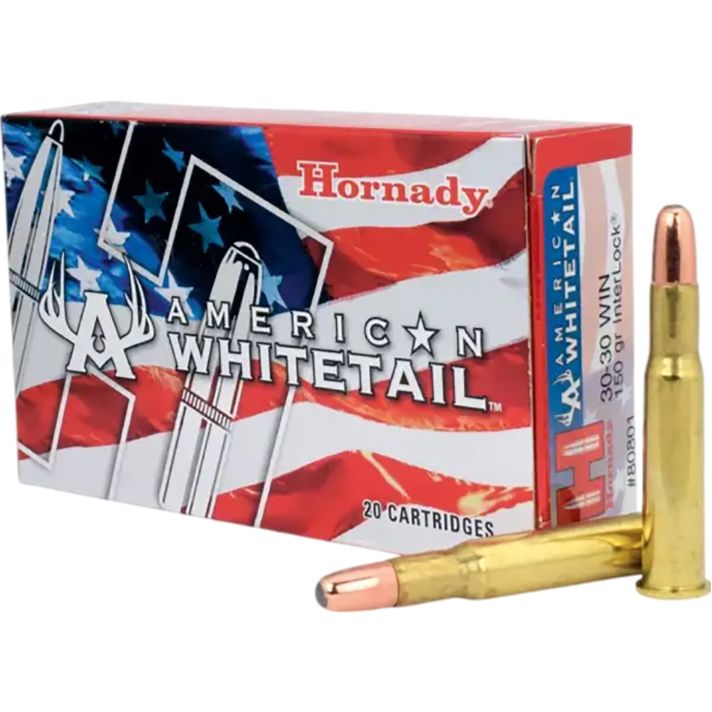 Hornady 80801 American Whitetail30-30Win 150gr InterLock Round Nose 20 Per Box/10 Case