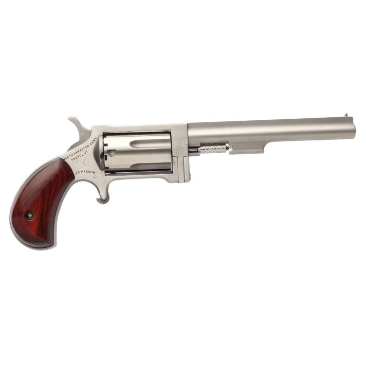 North American Arms SW4 Sidewinder *CA Compliant 22 WMR 5rd 4" Barrel, Overall Stainless Steel Finish & Rosewood Birdshead Grip