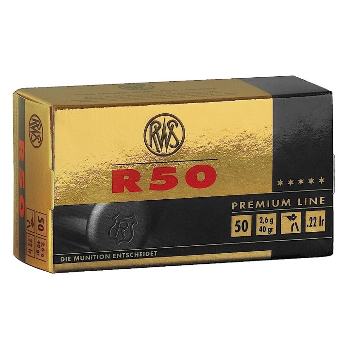 RWS/Umarex 2134187 R50 Premium Line 22LR 40gr Lead Round Nose 50 Per Box/100 Case