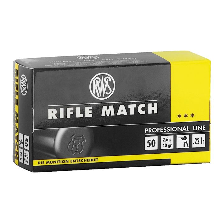RWS/Umarex 2134225 Rifle Match Professional Line 22LR 40gr Lead Round Nose 50 Per Box/100 Case