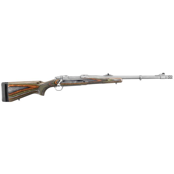 Ruger 47117 Hawkeye Guide Gun 338 Win Mag 3+1 20" Matte Stainless Threaded Barrel, Matte Stainless Steel Receiver w/Integral Scope Mount, Green Mountain Adj LOP LaminateStock, Right Hand