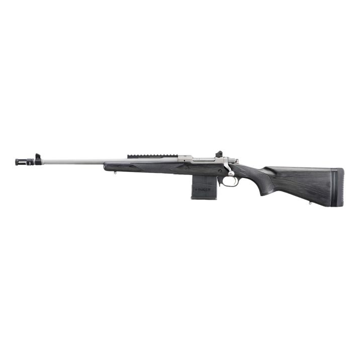 Ruger 6821 Scout308 Win 10+1 18" Matte Stainless Steel Barrel, Matte Stainless Steel Receiver w/Picatinny Rail, Black Laminate Adj LOP Stock, Left Hand