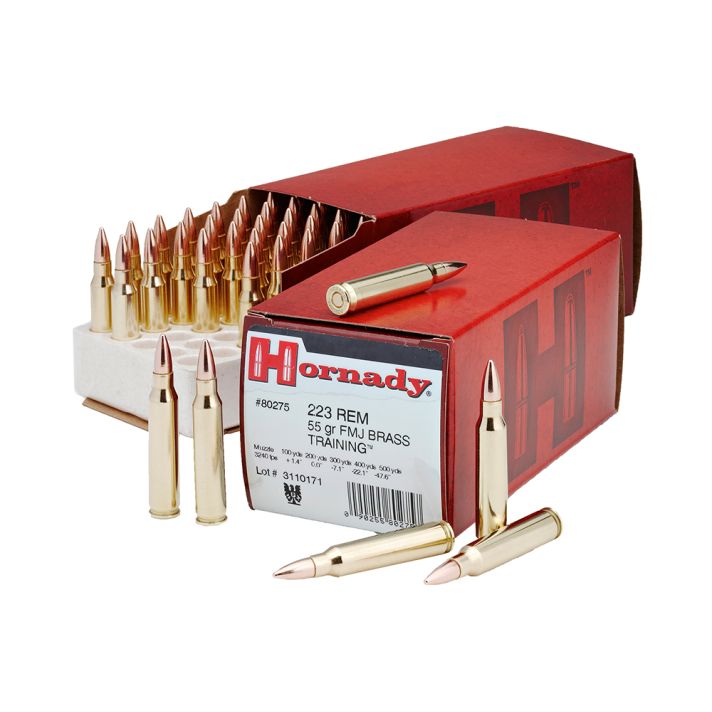 Hornady 80275 Custom223Rem 55gr Full Metal Jacket Boat Tail 50 Per Box/10 Case