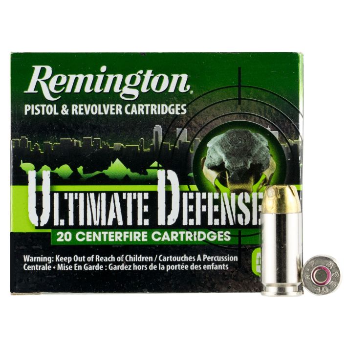 Remington Ammunition 28939 Ultimate Defense Full Size Handgun 40S&W 180gr Brass Jacketed Hollow Point 20 Per Box/25 Case