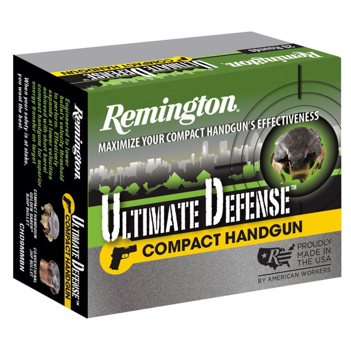 Remington Ammunition 28967 Ultimate Defense Compact Handgun 45ACP 230gr Brass Jacketed Hollow Point 20 Per Box/25 Case