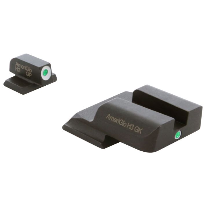 AmeriGlo SW141 i-Dot Sight Set for Smith & Wesson M&P ShieldGreen Tritium White Outline Front Sight-Green Tritium Rear Sight
