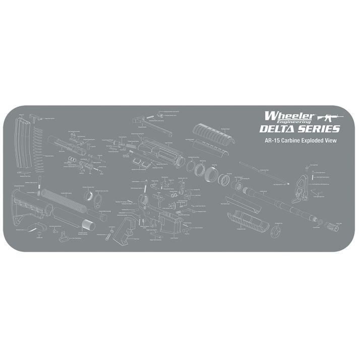 Wheeler 156824 AR-15 Maintenance Mat Delta Gray/White Neoprene Top w/Rubber Back 20"x47" AR-15 Parts Diagram
