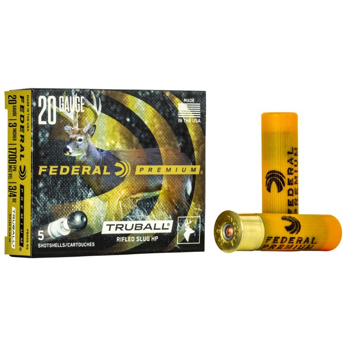 Federal PB209RS Premium Vital-Shok TruBall 20Gauge 3" 3/4oz RifledSlug Shot 5 Per Box/50 Case