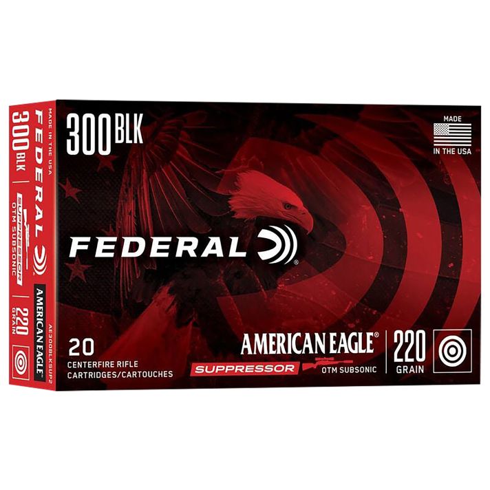 Federal AE300BLKSUP2 American Eagle Suppressor 300Blackout 220gr Open Tip Match 20 Per Box/25 Case