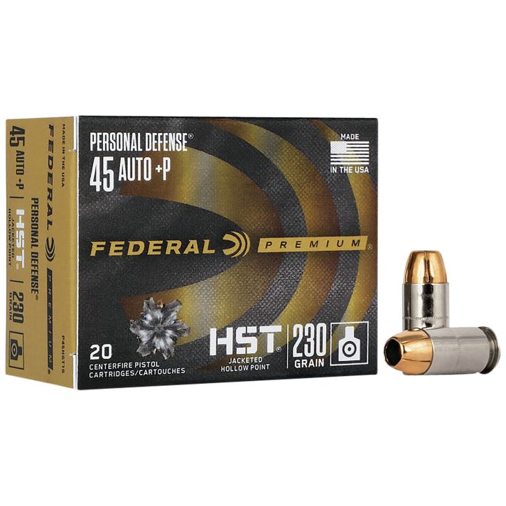 Federal P45HST1S Premium Personal Defense 45ACP+P 230gr HST Jacketed Hollow Point 20 Per Box/10 Case