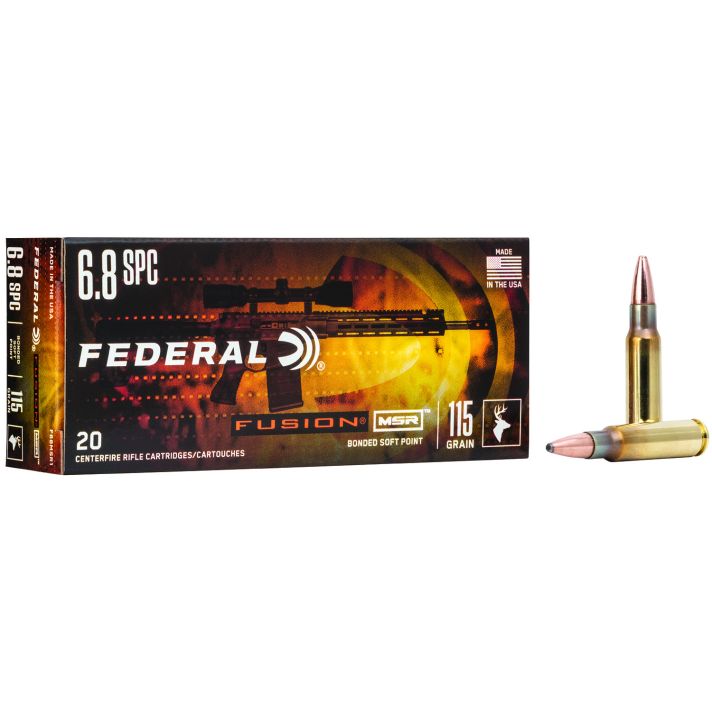 Federal F68MSR1 Fusion MSR 6.8mmRem SPC 115gr Bonded Soft Point 20 Per Box/10 Case