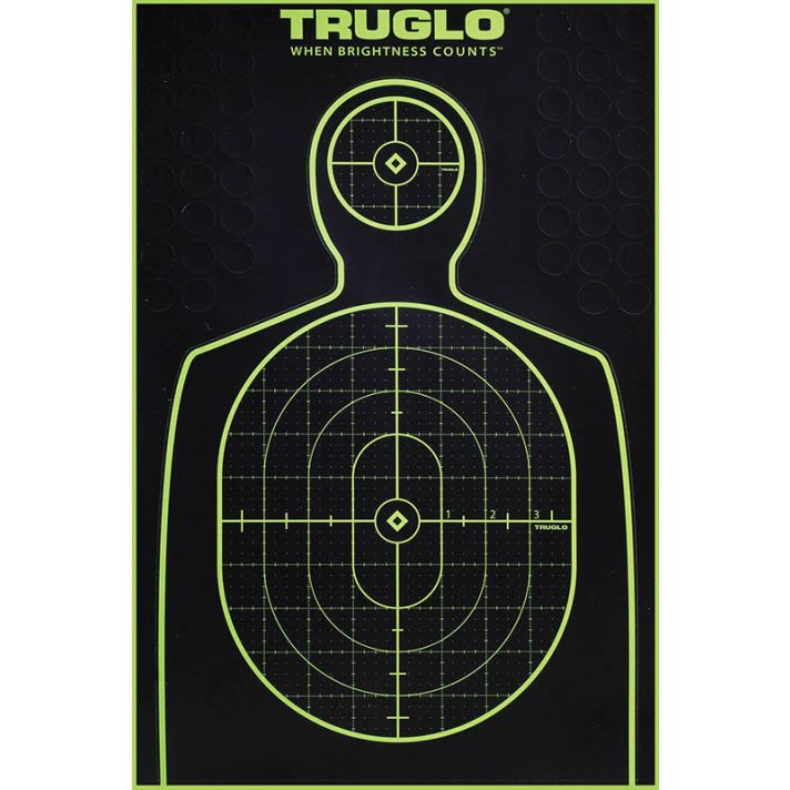 TruGlo TG13A6 Tru-See Handgun Target Self-Adhesive Heavy Paper Black/Green 12"x18" Silhouette 6 Pack