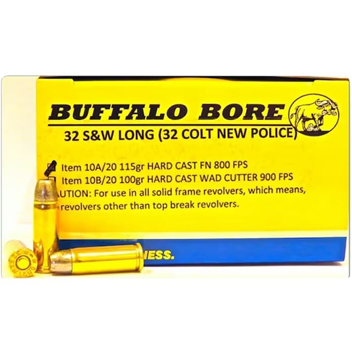 Buffalo Bore Ammunition 10A20 Personal Defense Strictly Business 32S&W Long 115gr Hard Cast Flat Nose 20 Per Box/12 Case