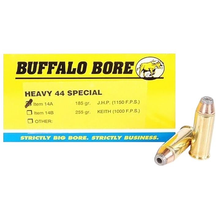 Buffalo Bore Ammunition 14A20 Heavy Strictly Business 44S&W Spl 180gr Jacket Hollow Point 20 Per Box/12 Case