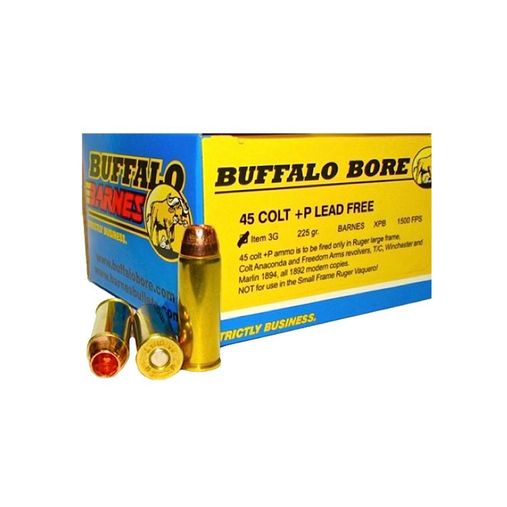 Buffalo Bore Ammunition 3G20 Buffalo-Barnes Strictly Business 45Colt +P 225gr Barnes VOR-TX XPB Lead Free 20 Per Box/12 Case