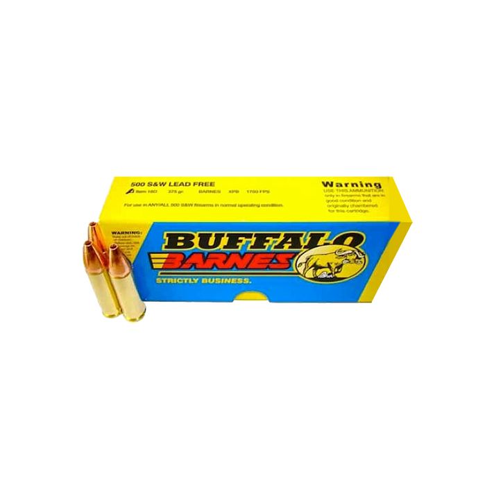 Buffalo Bore Ammunition 18D20 Buffalo-Barnes Strictly Business 500S&W Mag 375gr Barnes VOR-TX XPB Lead Free 20 Per Box/12 Case