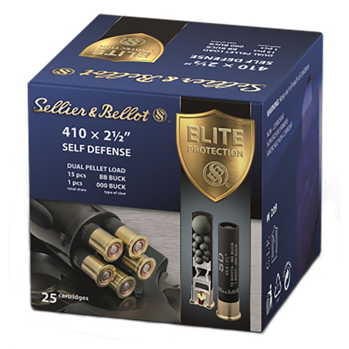 Sellier & Bellot SB410SDA Self Defense410Gauge 2.50" 15 Pellets 1/2oz 000Buck Shot 25 Box/20 Case