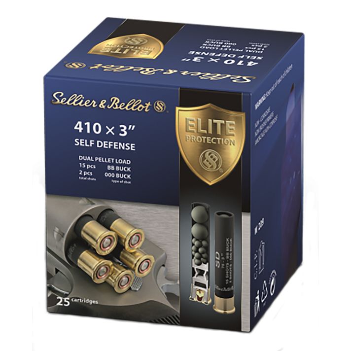 Sellier & Bellot SB410SDB Self Defense410Gauge 3" 15Pellets 11/16oz 000Buck Shot 25 Box/20 Case