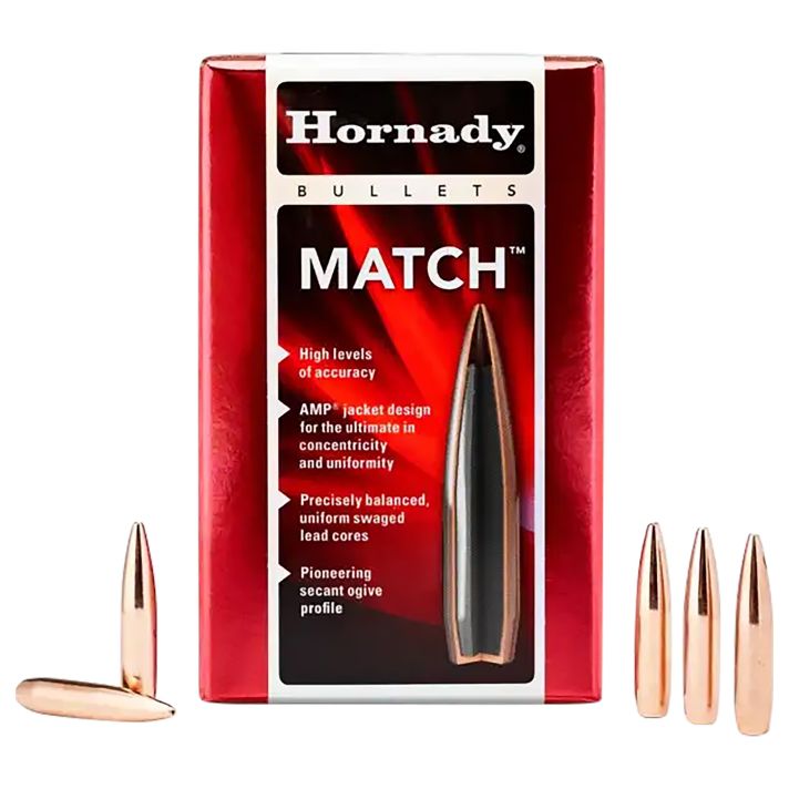 Hornady 2249 Match22 Cal .224 52 gr Hollow Point Boat Tail Match 100 Per Box/ 40 Case