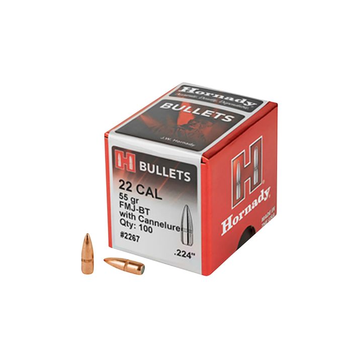 Hornady 2267 Traditional22 Cal .224 55 gr Full Metal Jacket Boat Tail 100 Per Box/ 40 Case
