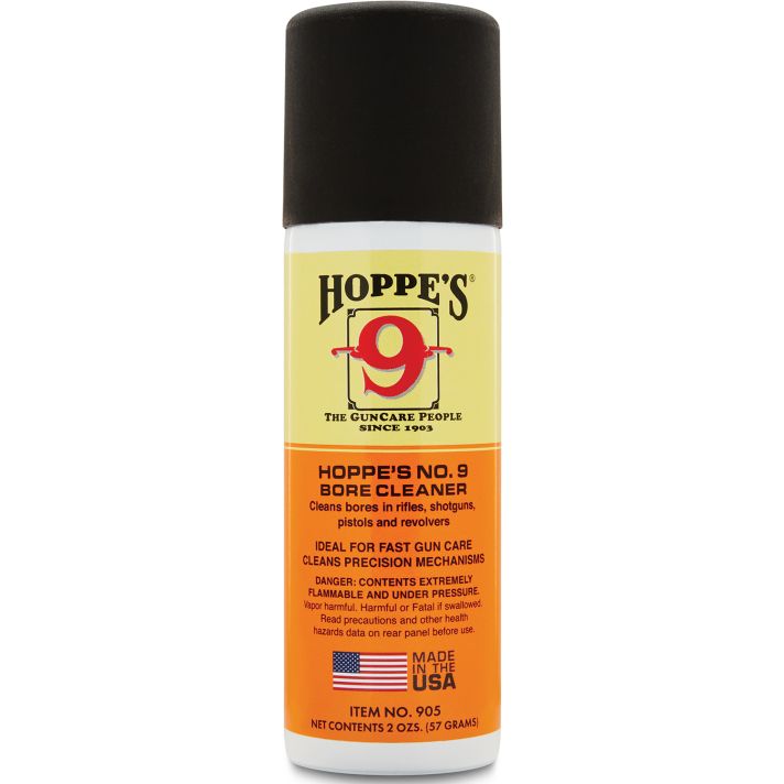 Hoppe's 905 No. 9 Bore Cleaner Removes Carbon Powder & Lead Fouling Child Proof Cap2 oz. Aerosol Can 12 Per Pack