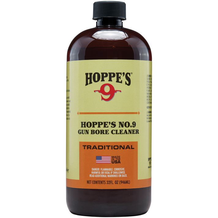 Hoppe's 932 No. 9 Bore Cleaner Removes Carbon Powder & Lead Fouling Child Proof Cap1 Quart (32 oz.) Bottle