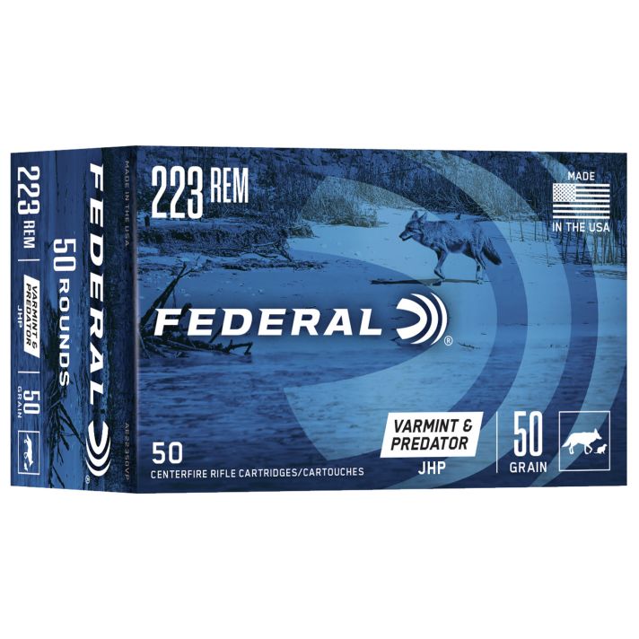 Federal AE22350VP American Eagle Varmint & Predator 223Rem 50gr Jacketed Hollow Point 50 Per Box/5 Case