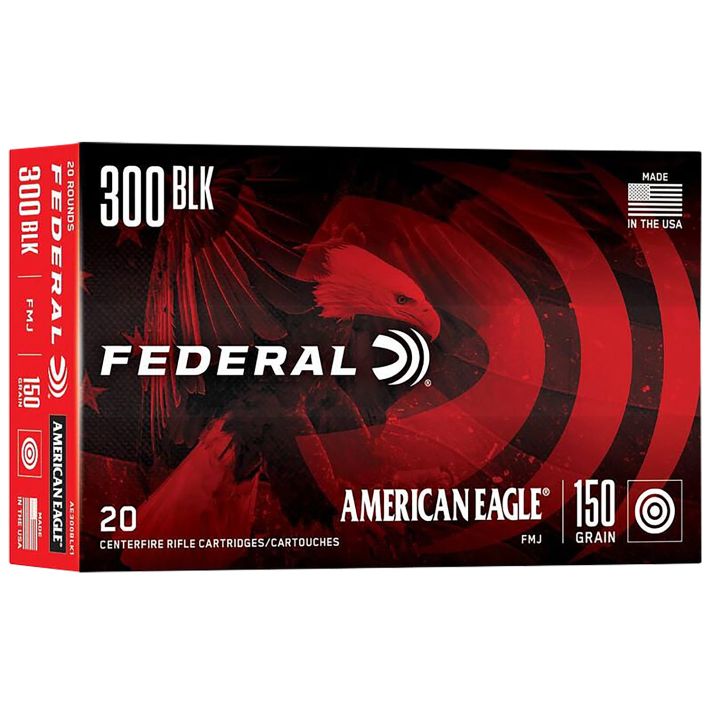 Federal AE300BLK1 American Eagle Rifle 300Blackout 150gr Full Metal Jacket Boat Tail 20 Per Box/25 Case