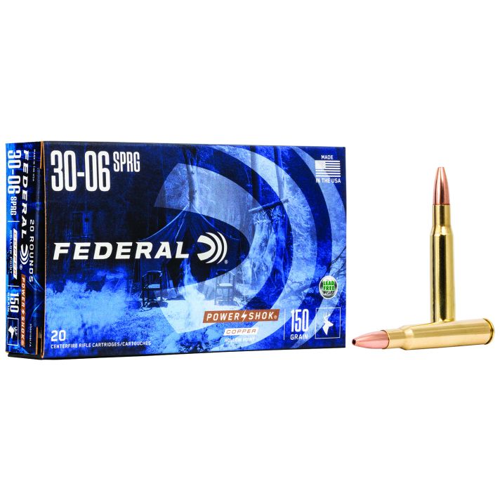Federal 3006150LFA Power-Shok30-06Springfield 150gr Copper Hollow Point 20 Per Box/10 Case