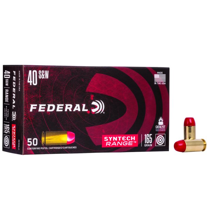 Federal AE40SJ1 American Eagle Syntech Range40S&W 165gr Total Syntech Jacket Flat Nose 50 Per Box/10 Case