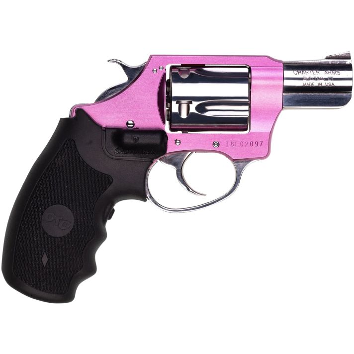 Charter Arms 53832 Undercover Lite Chic Lady Small 38 Special 5 Shot 2" High Polished Stainless Steel Barrel & Cylinder, Pink Aluminum Frame w/Black Crimson Trace Laser Grip, Exposed Hammer