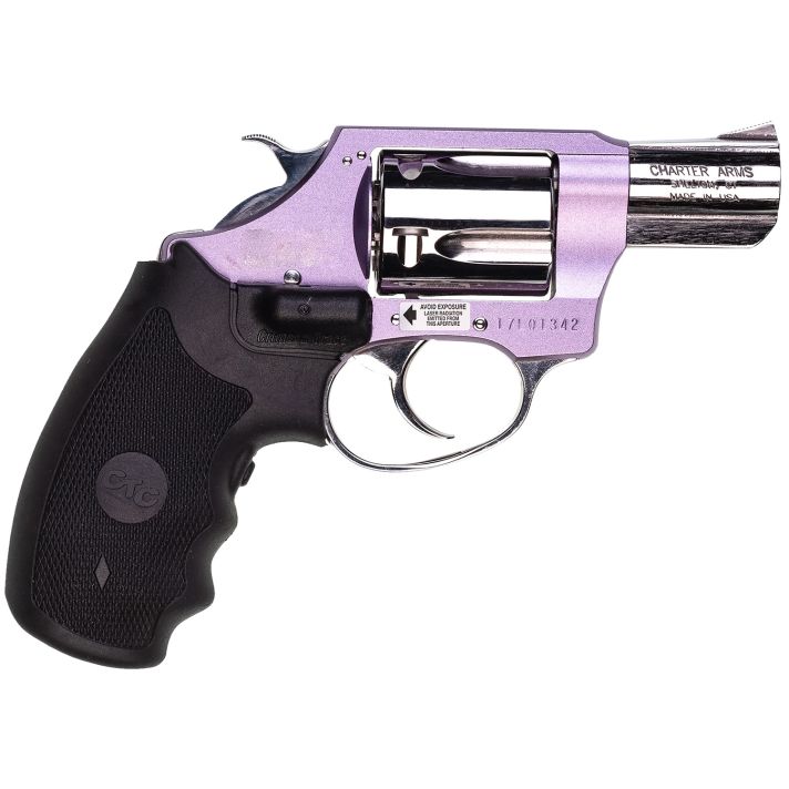 Charter Arms 53842 Undercover Lite Chic Lady Small 38 Special 5 Shot 2" High Polished Stainless Steel Barrel & Cylinder, Lavender Aluminum Frame w/Black Crimson Trace Laser Grip, Exposed Hammer