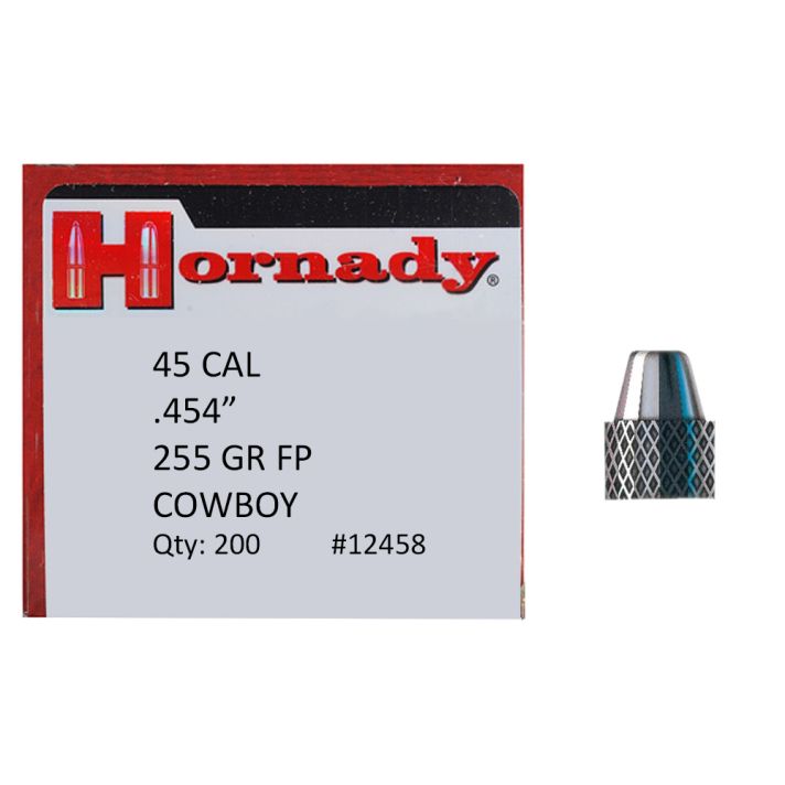Hornady 12458 Frontier Lead 45 Cal .454 255 gr Flat Point Cowboy 200 Per Box/ 8 Case
