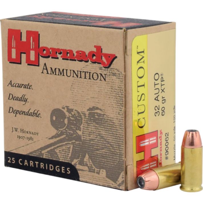 Hornady 90062 Custom32ACP 60gr Hornady XTP Hollow Point 25 Per Box/10 Case